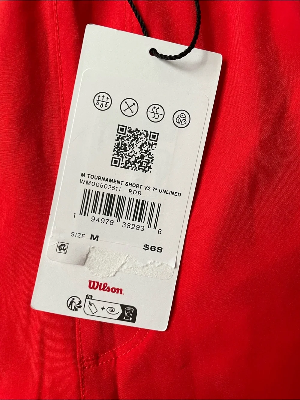 Wilson Men’s Brand New Bright Red Athletic Tennis Shorts with W Logo